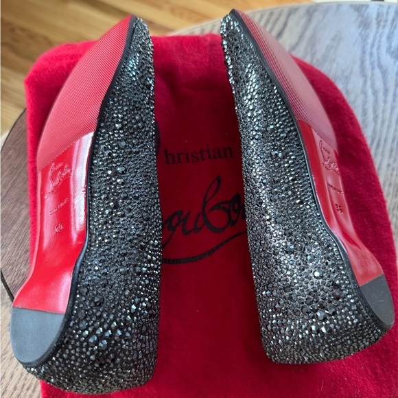 Christian Louboutin Black Strass Leather Gozul Ballet Flats 35 Swarovski gems - Picture 6 of 13